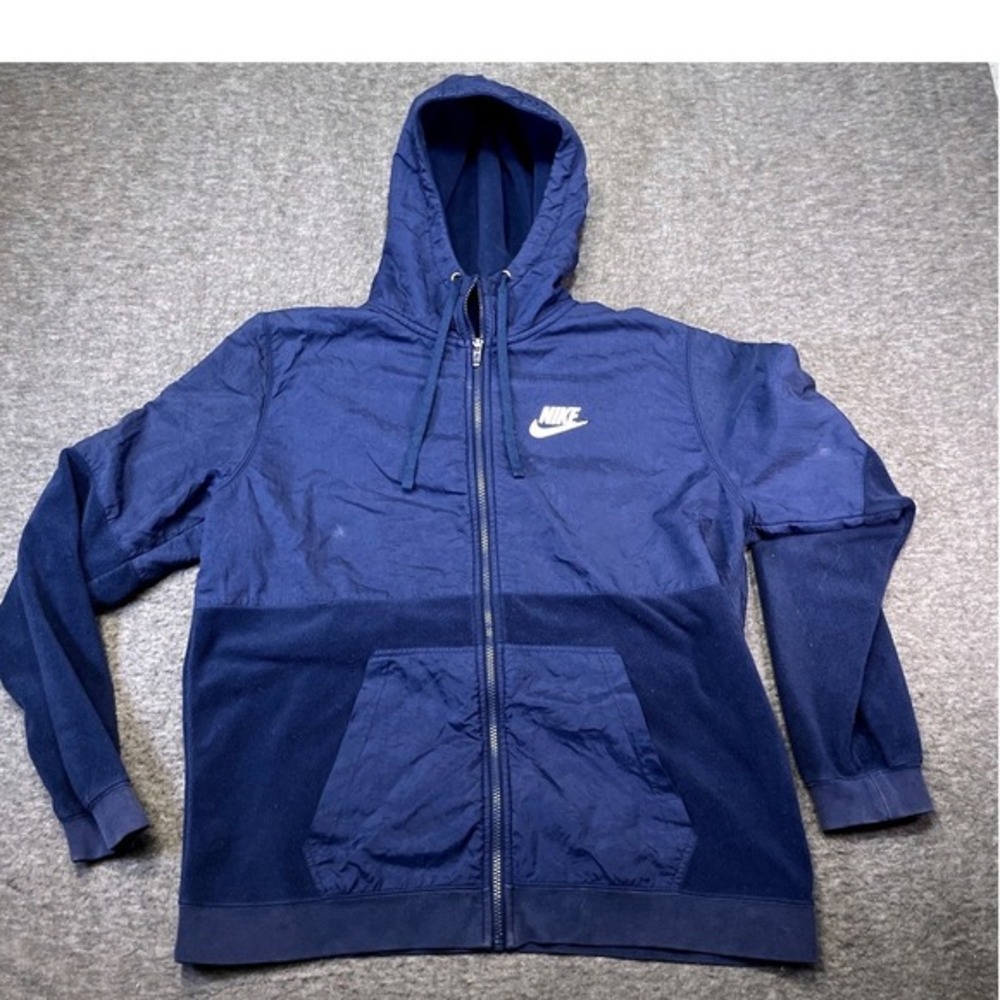 Vintage Nike Men‎ Large Fleece Hoodie Jacket Navy Casual Sporty 90s Retro Clean